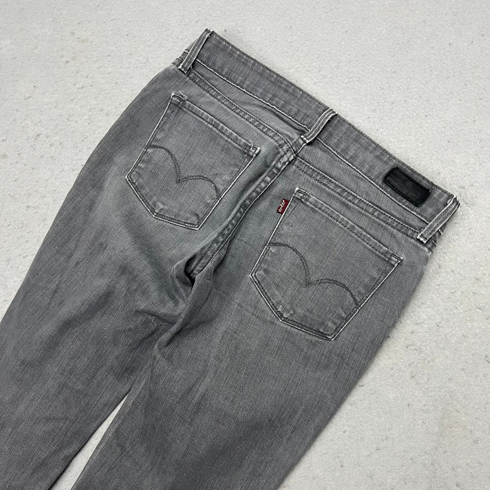 Levis Women Grey Skinny Jeans Size 2M Low Rise Stretch Denim Pants Whiskered